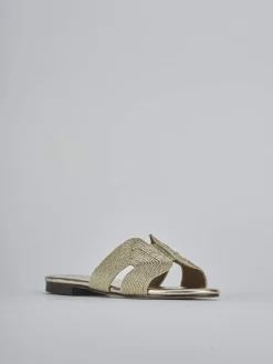 Ciabatte tacco 1cm pelle oro