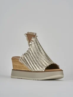 Ciabatte tacco 8cm pelle oro