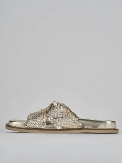 Ciabatte tacco 1cm pelle oro