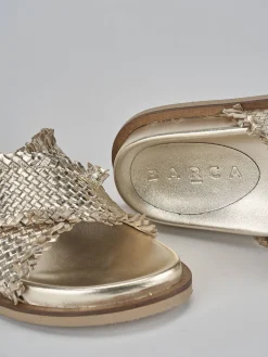 Ciabatte tacco 1cm pelle oro