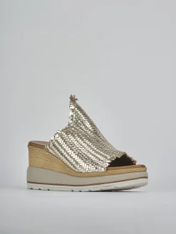 Ciabatte tacco 8cm pelle oro