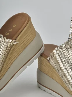 Ciabatte tacco 8cm pelle oro