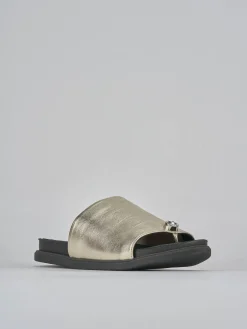 Ciabatte tacco 1cm pelle oro