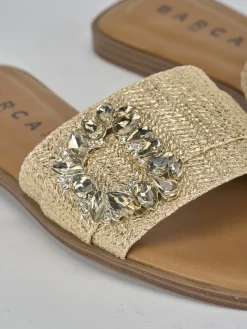 Ciabatte tacco 1cm pelle oro