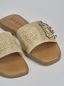 Ciabatte tacco 1cm pelle oro