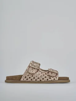 Ciabatte tacco 1cm pelle oro