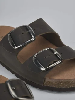 Ciabatte tacco 1cm pelle verde