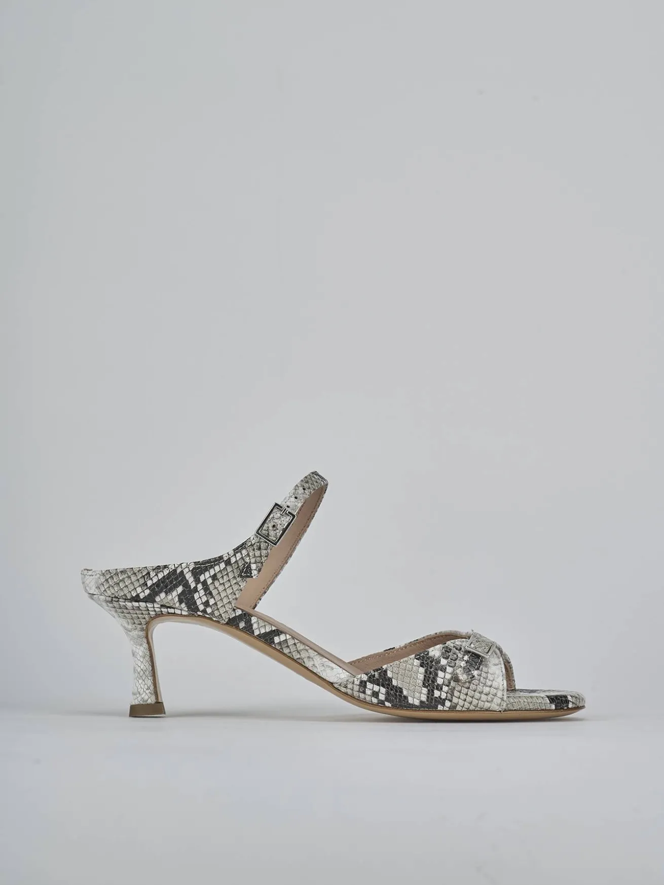 Ciabatte tacco 5cm pitone beige