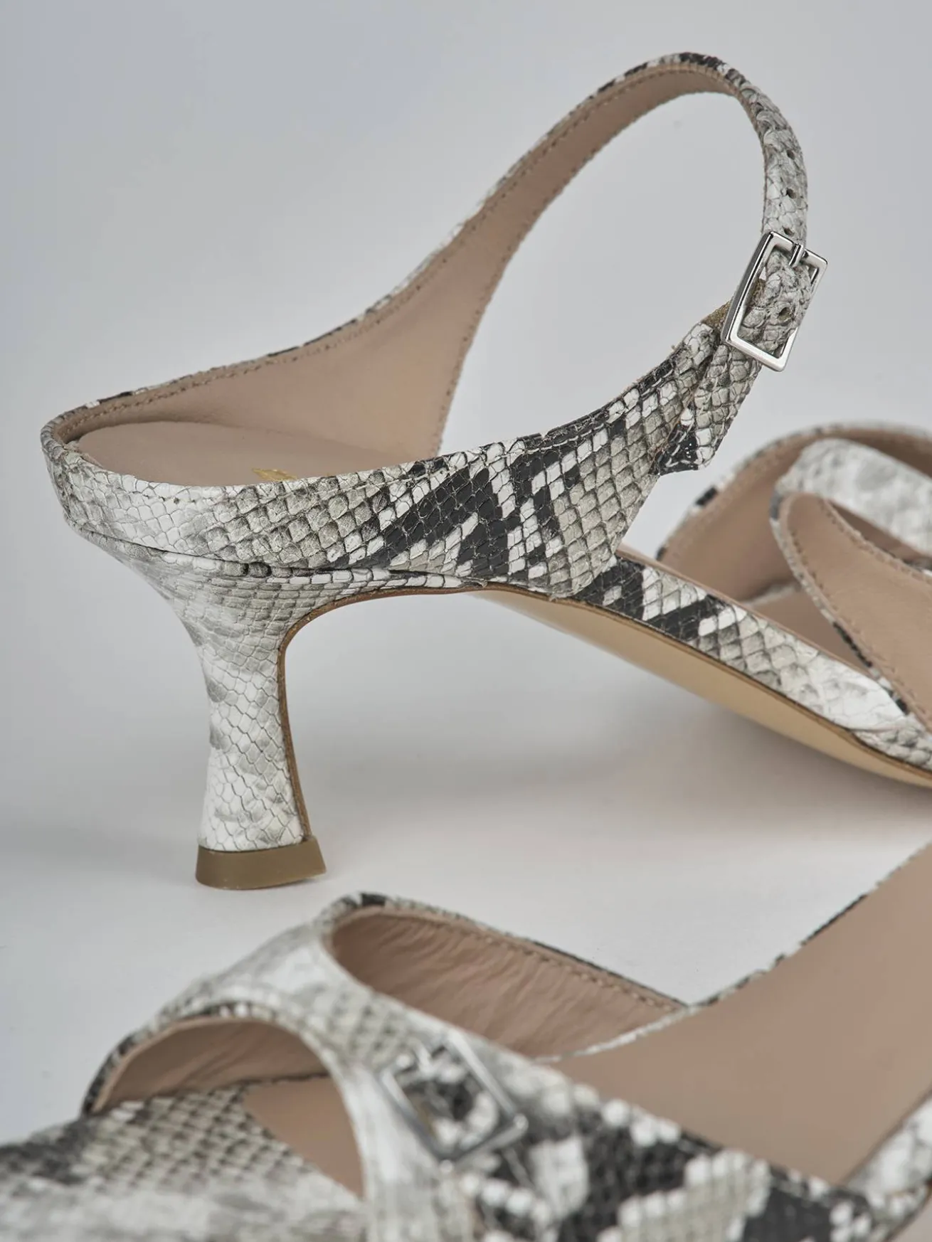 Ciabatte tacco 5cm pitone beige