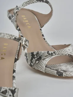 Ciabatte tacco 5cm pitone beige