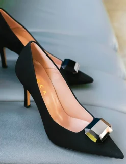 Décolleté tacco 9cm camoscio nero