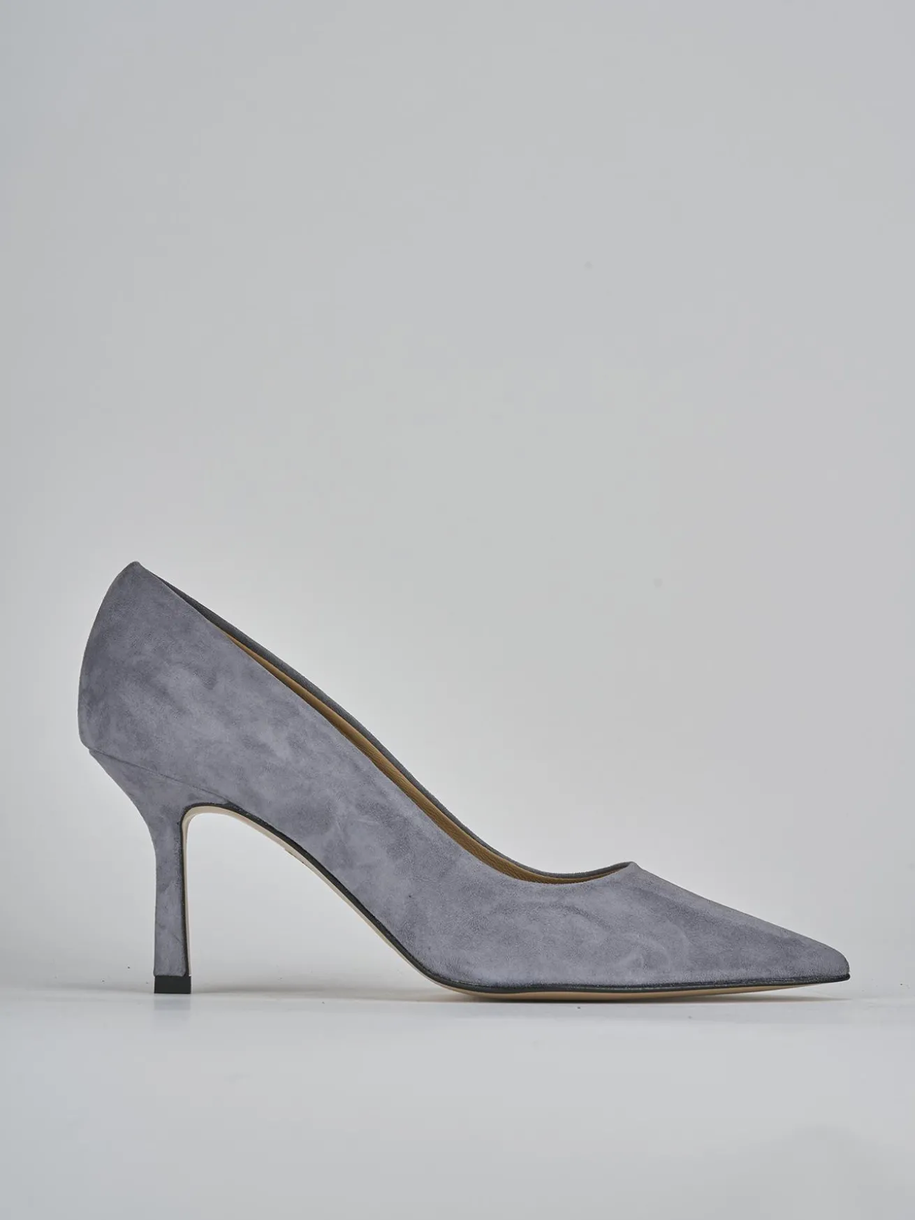 Décolleté tacco 7cm camoscio grigio