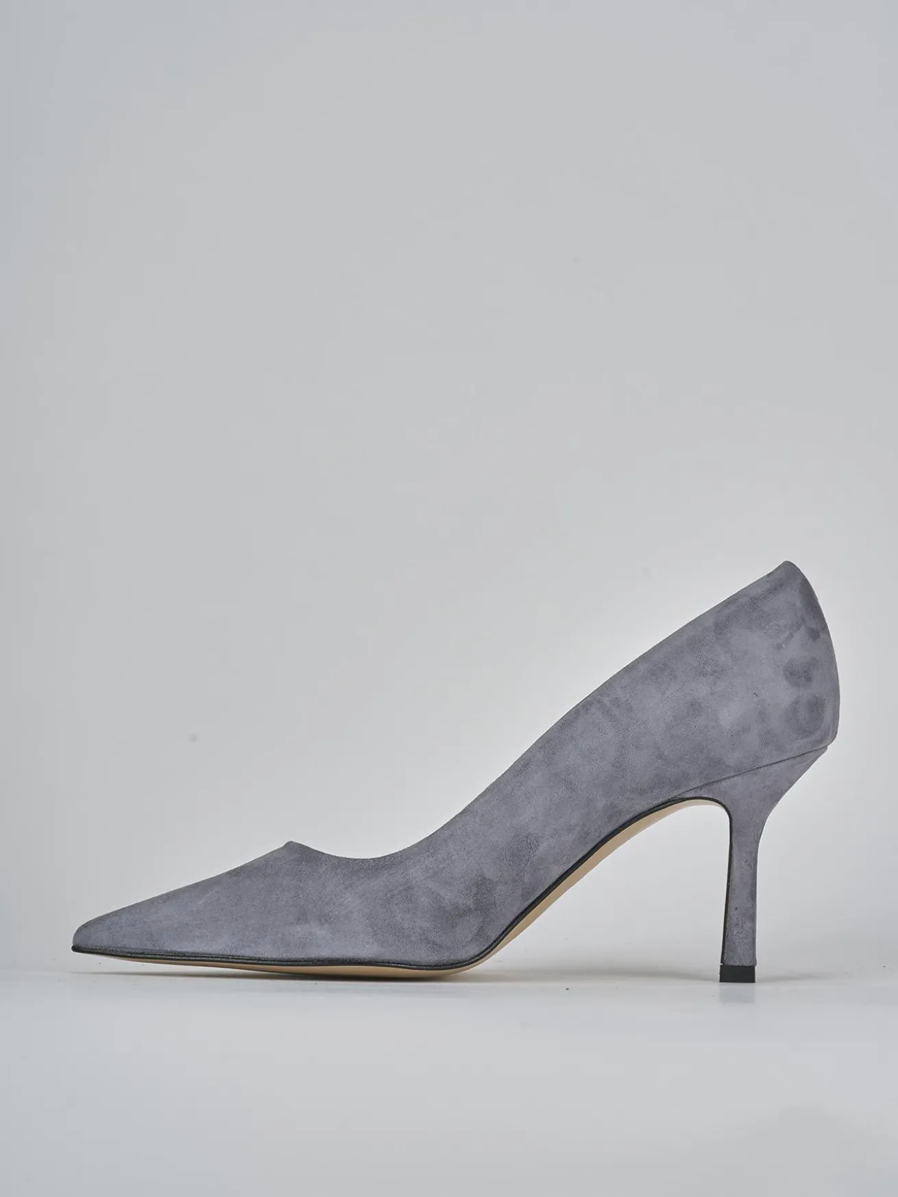 Décolleté tacco 7cm camoscio grigio