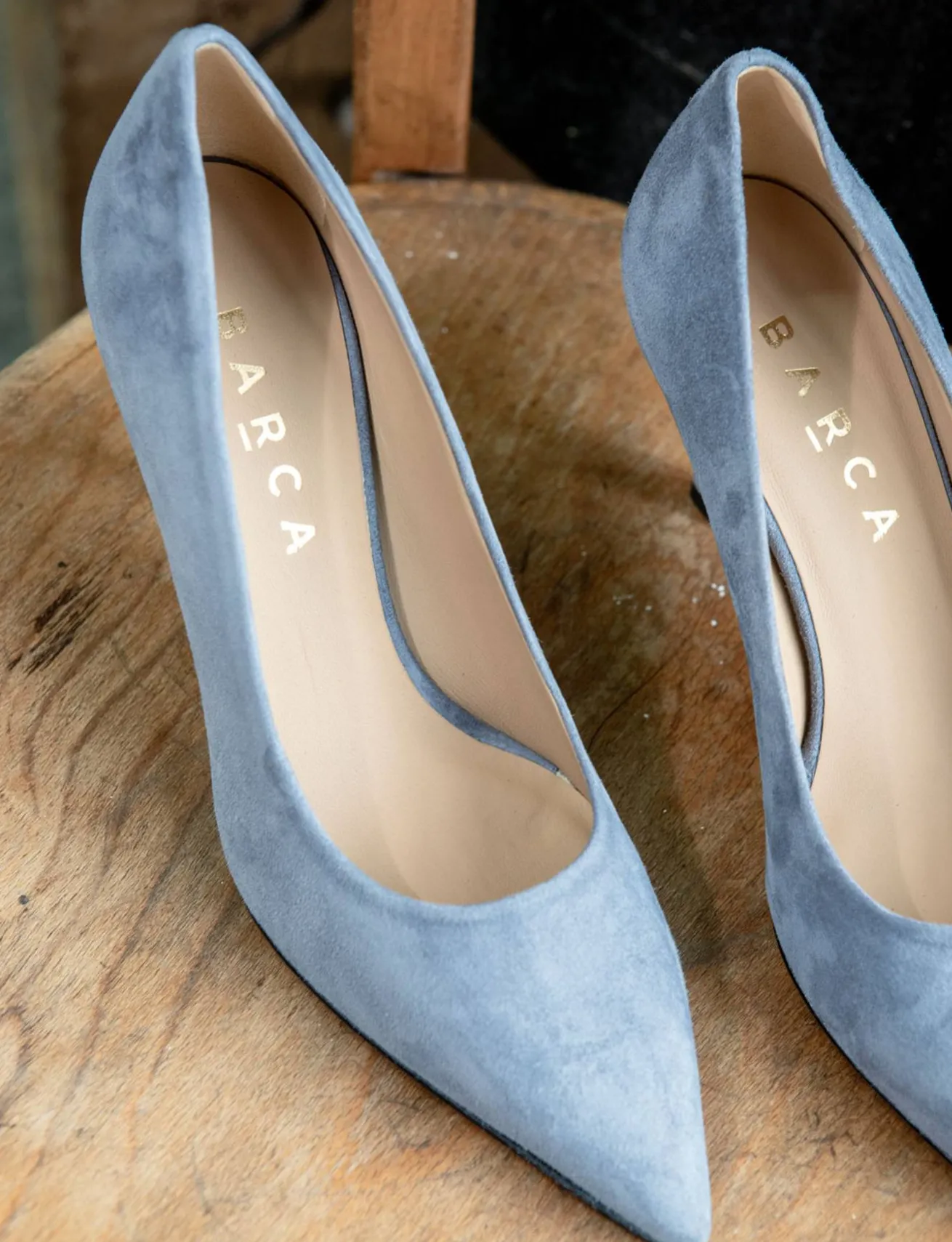 Décolleté tacco 7cm camoscio grigio