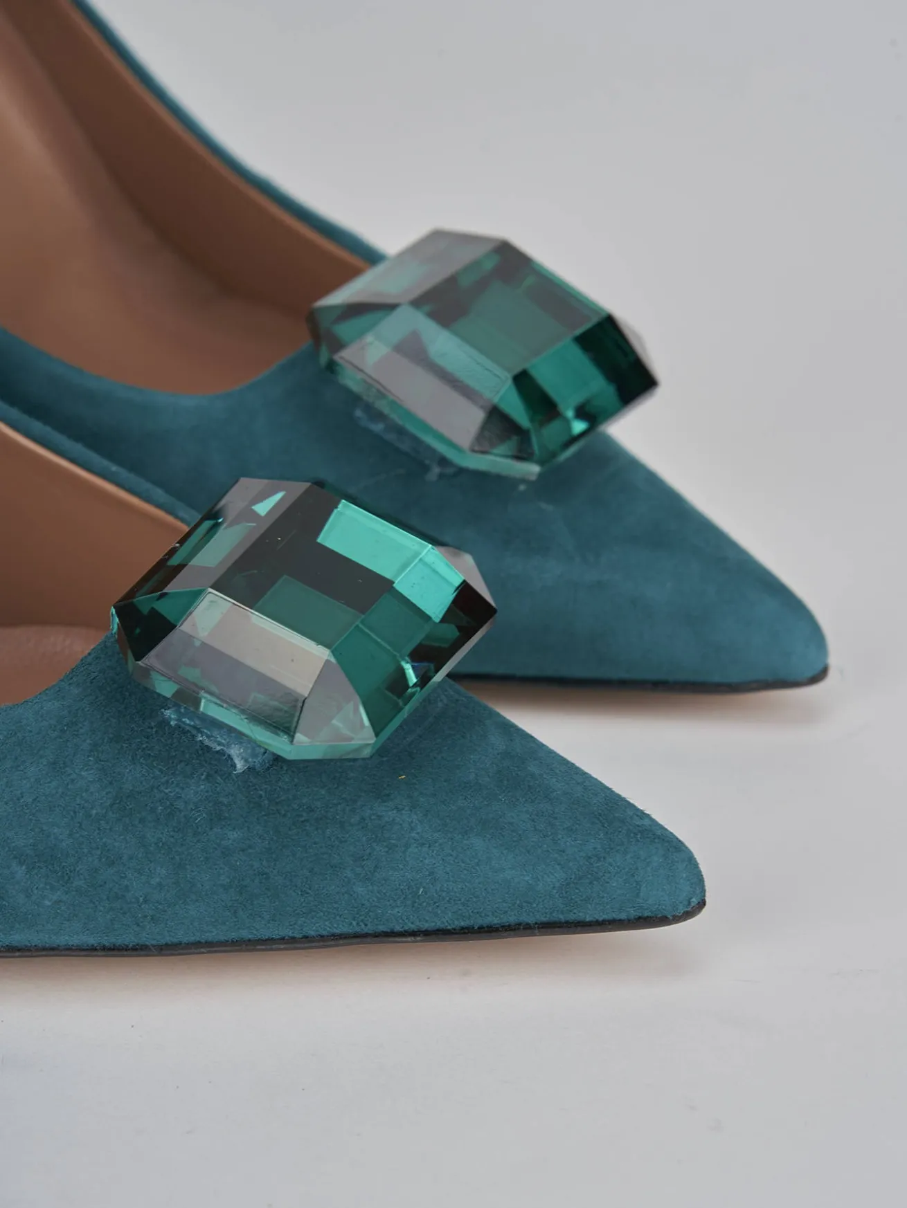 Décolleté tacco 9cm camoscio verde