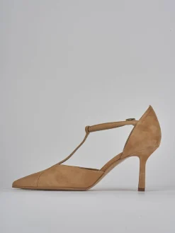 Décolleté tacco 7cm camoscio marrone