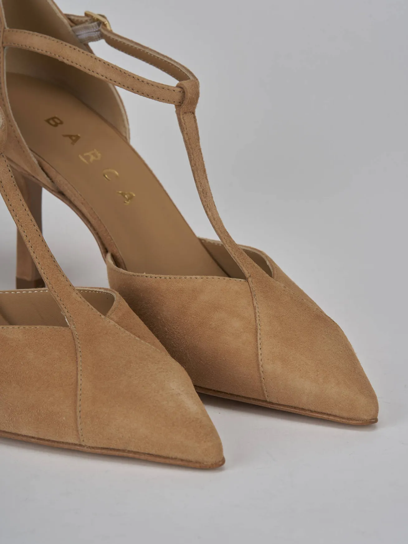 Décolleté tacco 7cm camoscio marrone