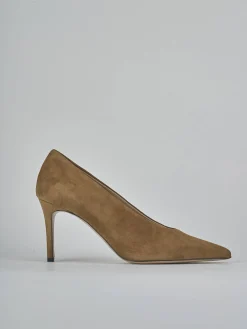 Décolleté tacco 7cm camoscio marrone
