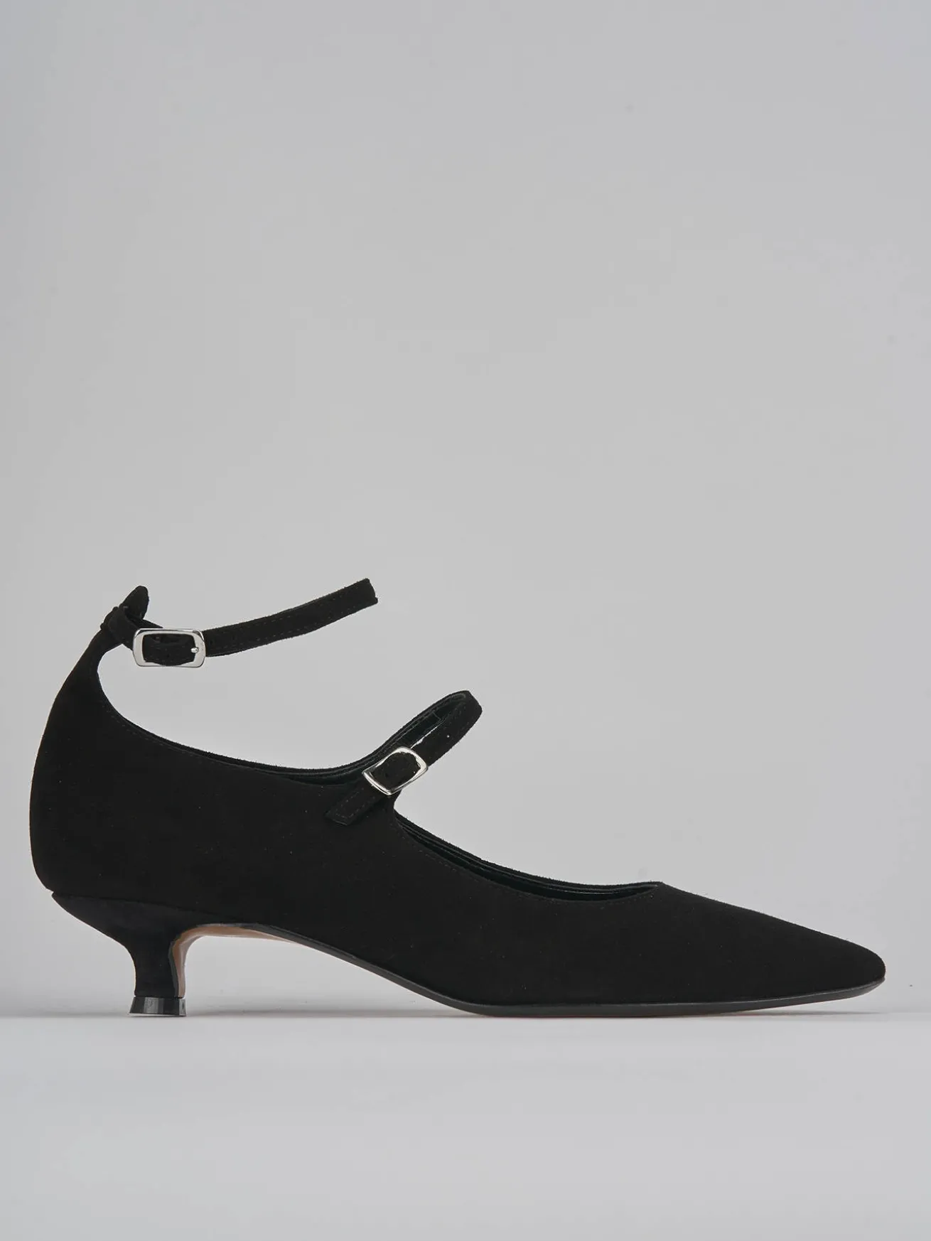 Décolleté tacco 3cm camoscio nero