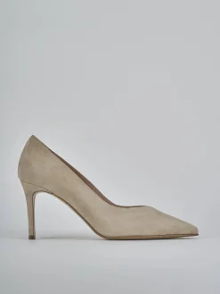 Décolleté tacco 7cm camoscio beige