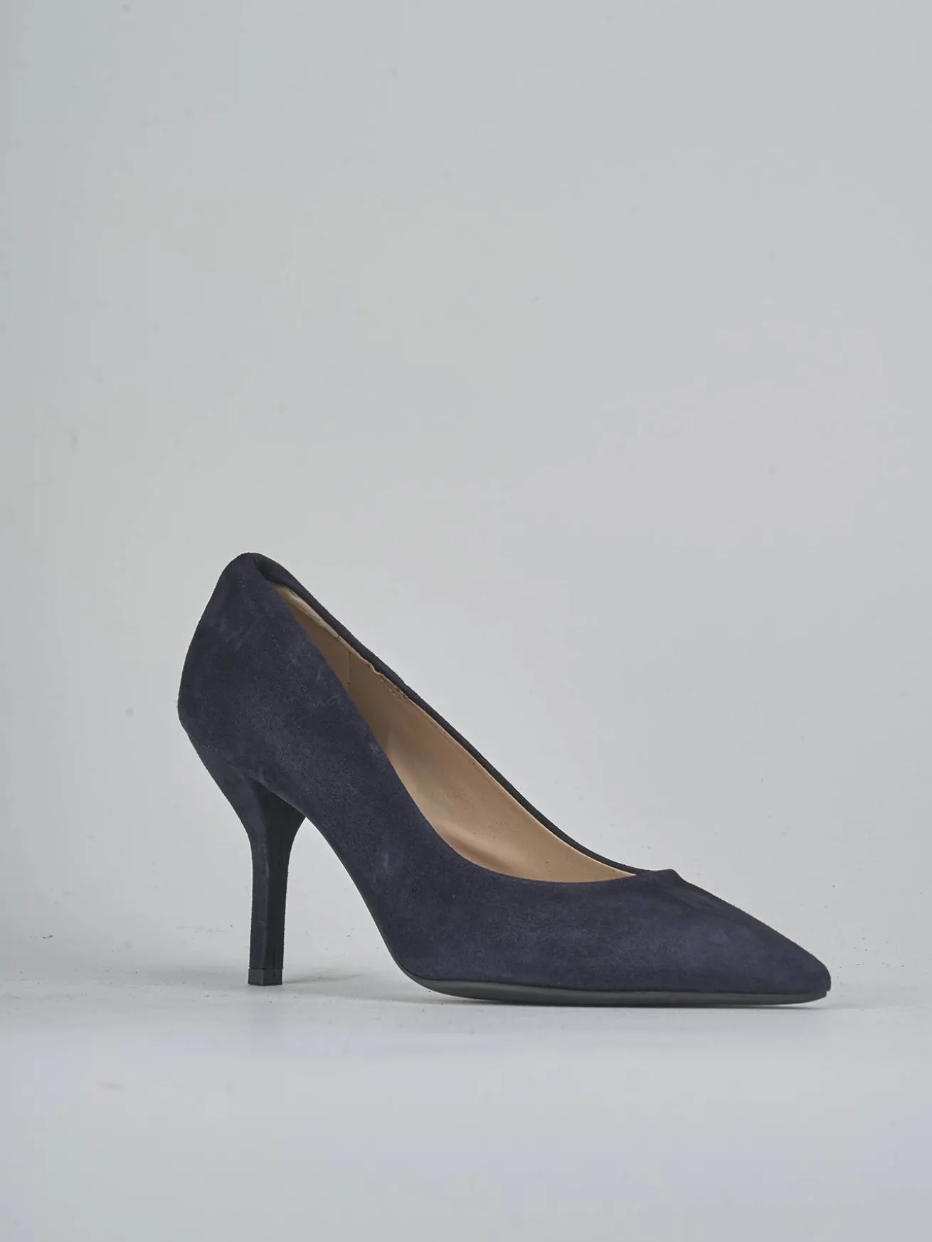 Décolleté tacco 7cm camoscio blu
