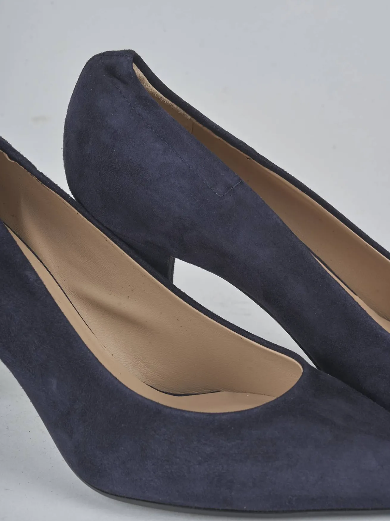 Décolleté tacco 7cm camoscio blu