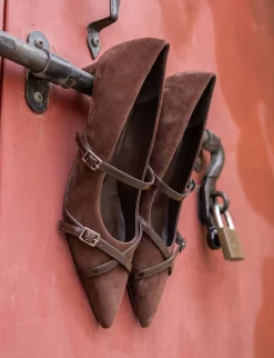 Décolleté tacco 5cm camoscio testa