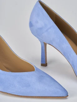 Décolleté tacco 7cm camoscio jeans