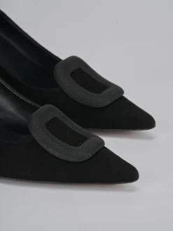 Décolleté tacco 5cm camoscio nero