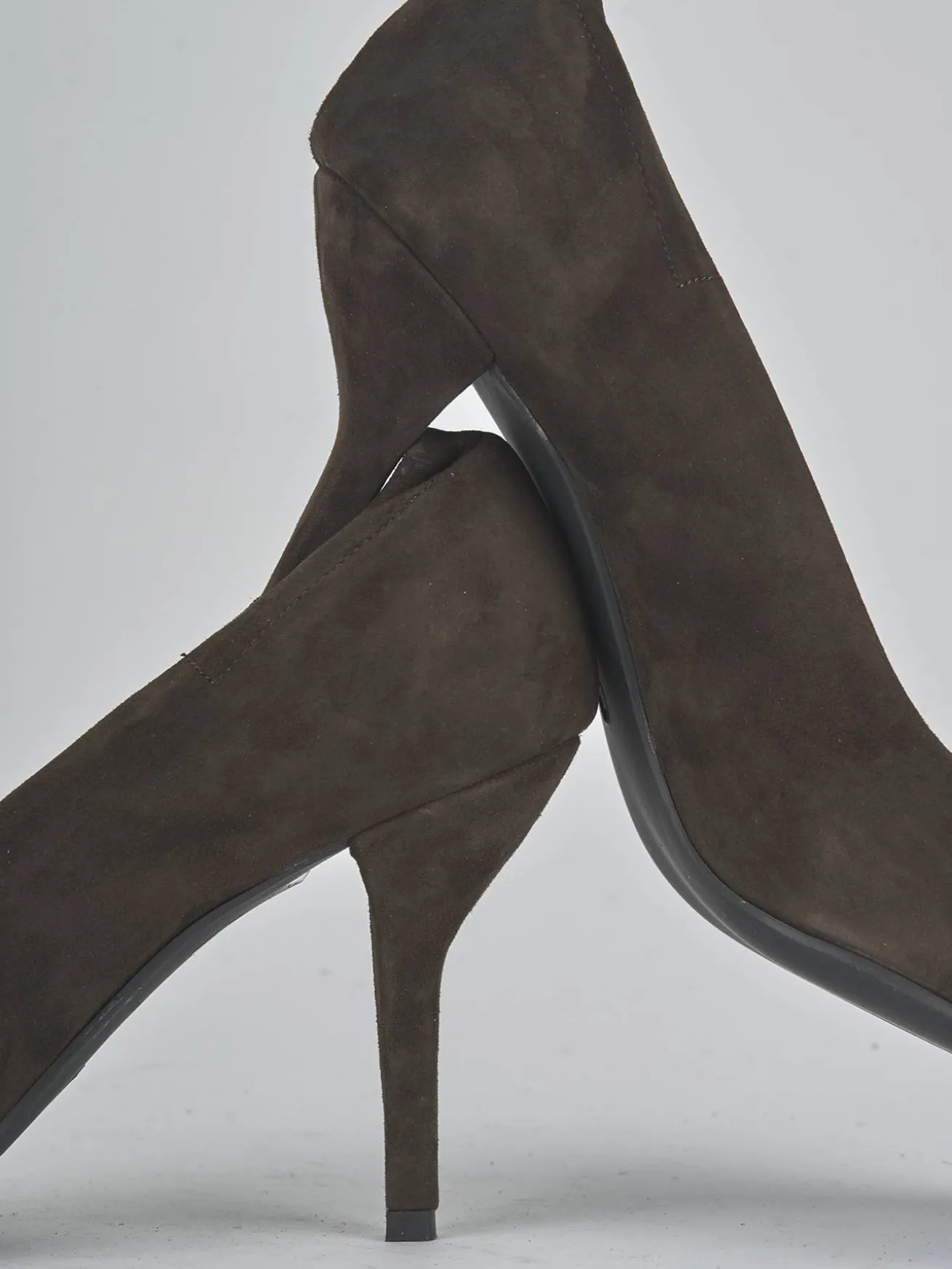 Décolleté tacco 7cm camoscio testa