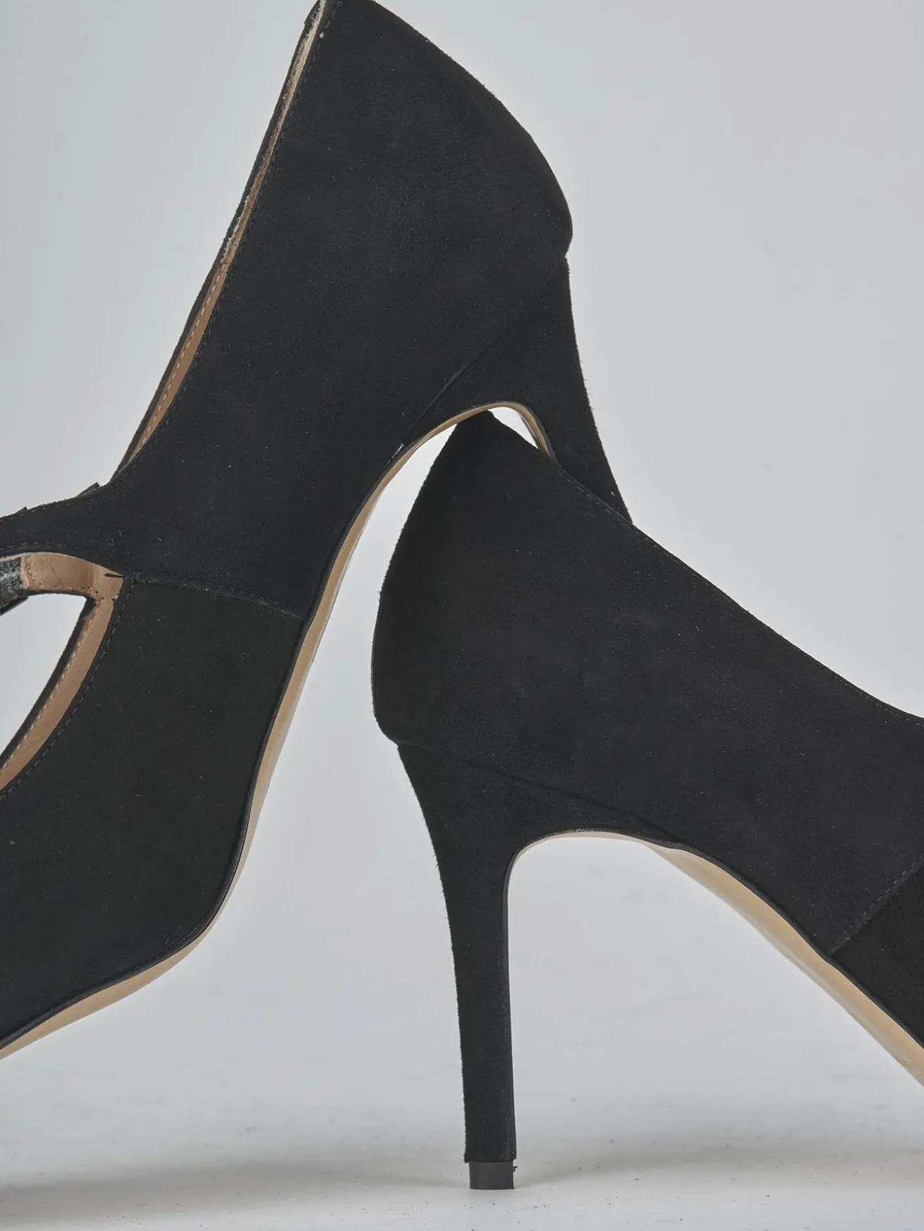 Décolleté tacco 7cm camoscio nero