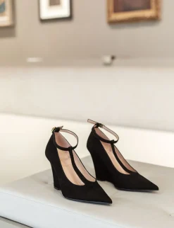 Décolleté tacco 9cm camoscio nero