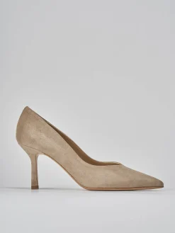 Décolleté tacco 7cm camoscio beige