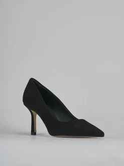 Décolleté tacco 7cm camoscio nero