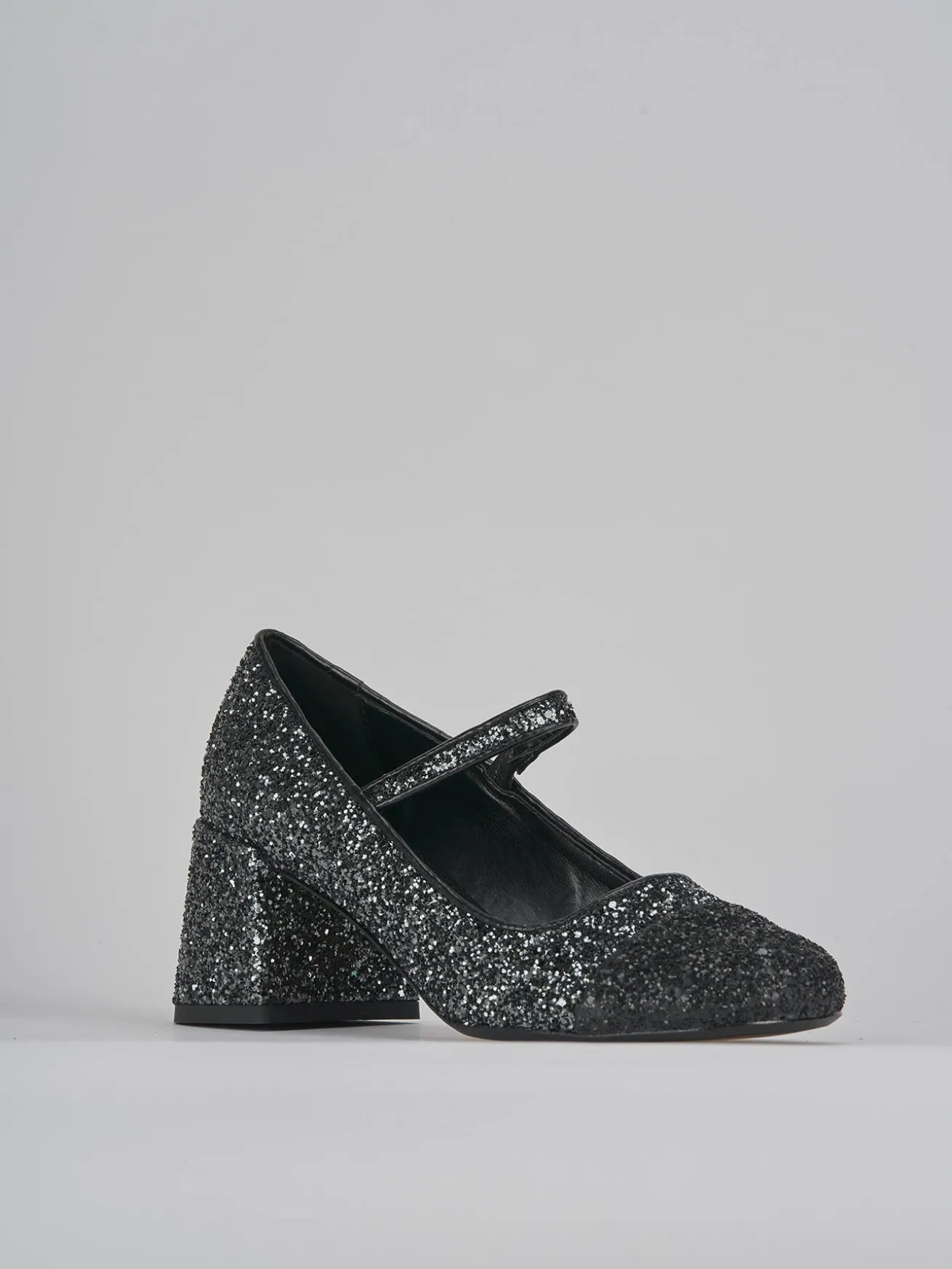 Décolleté tacco 6cm glitter argento