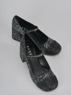 Décolleté tacco 6cm glitter argento