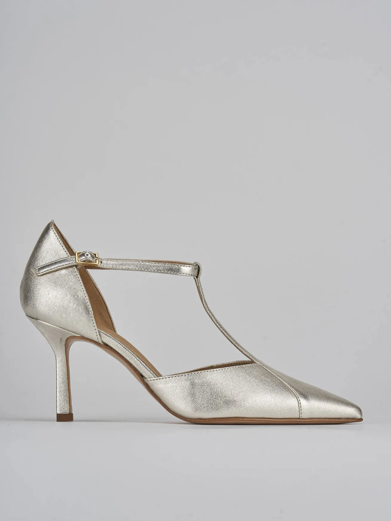 Décolleté tacco 7cm laminato oro