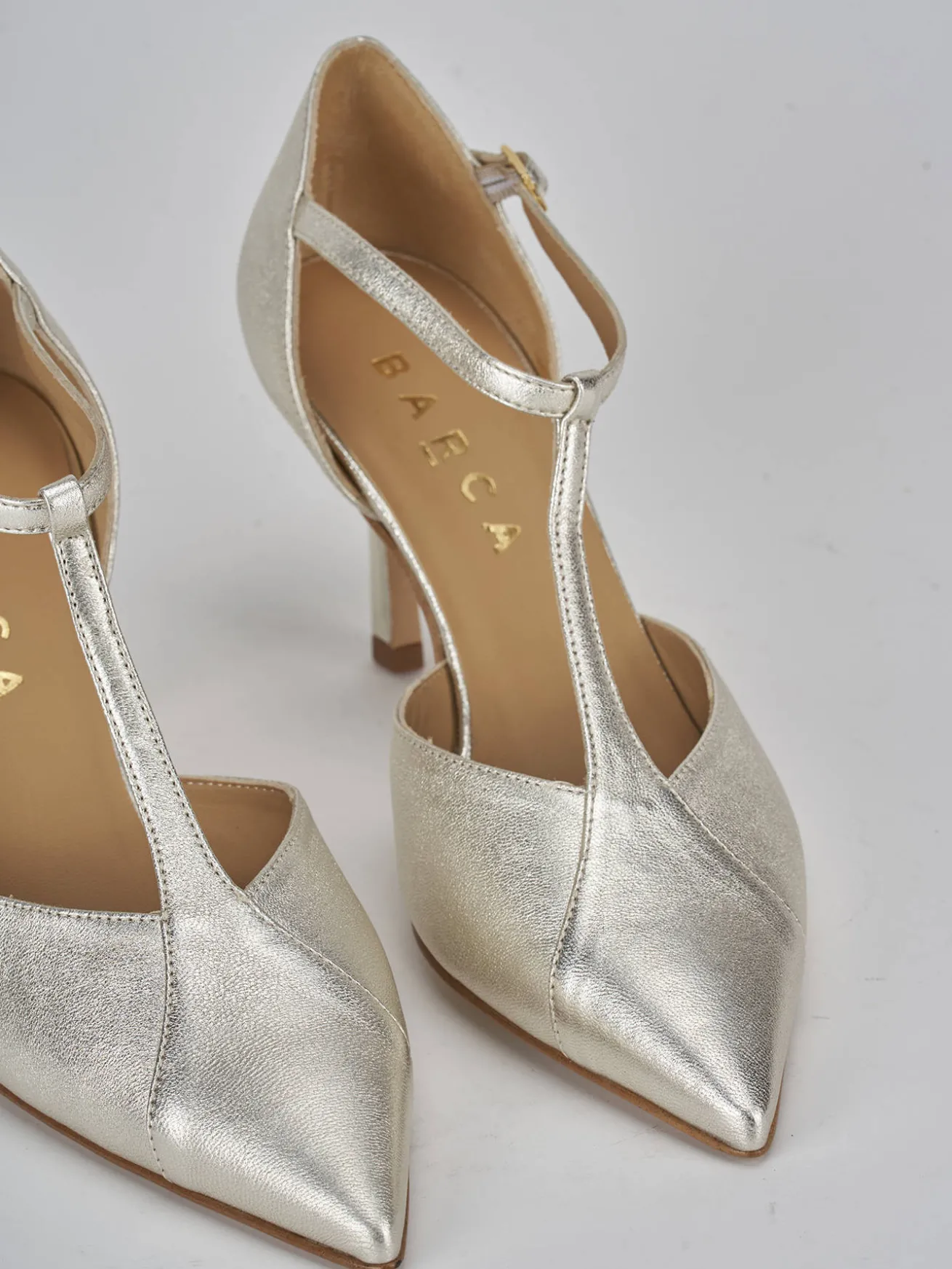 Décolleté tacco 7cm laminato oro