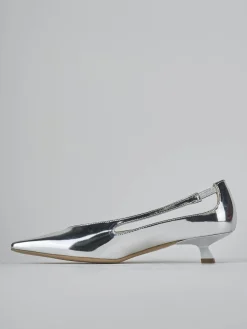 Décolleté tacco 4cm laminato argento