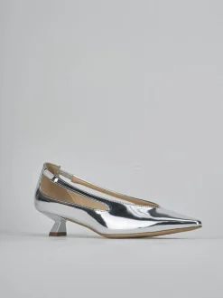 Décolleté tacco 4cm laminato argento