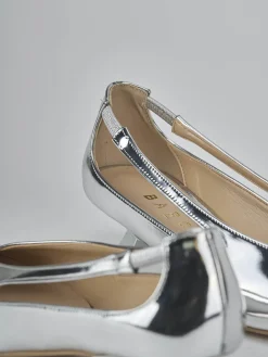 Décolleté tacco 4cm laminato argento