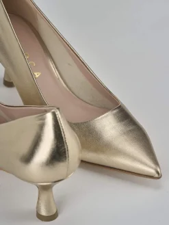 Décolleté tacco 5cm laminato oro