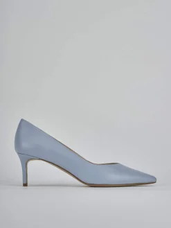 Décolleté tacco 5cm pelle azzurro