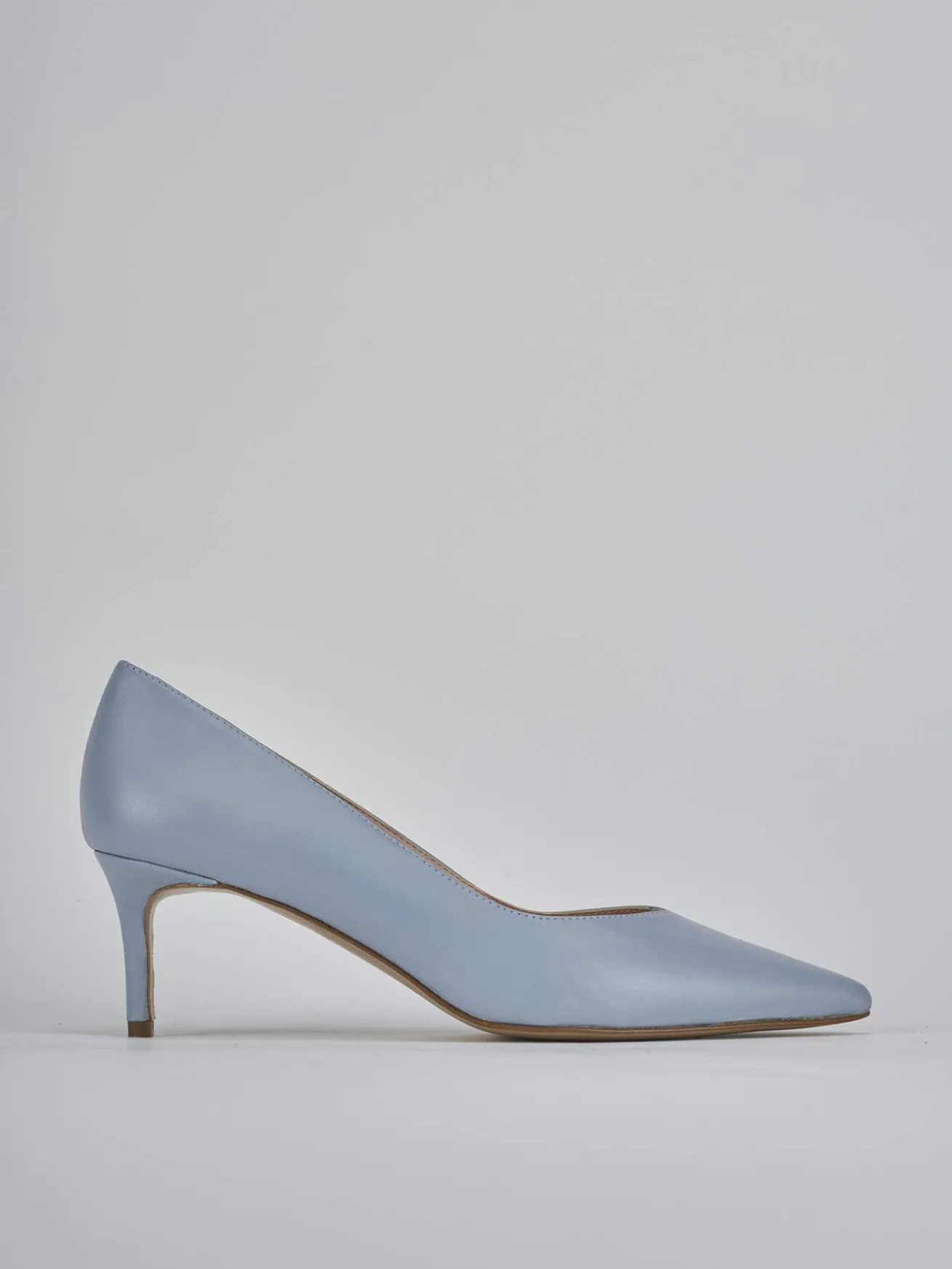 Décolleté tacco 5cm pelle azzurro