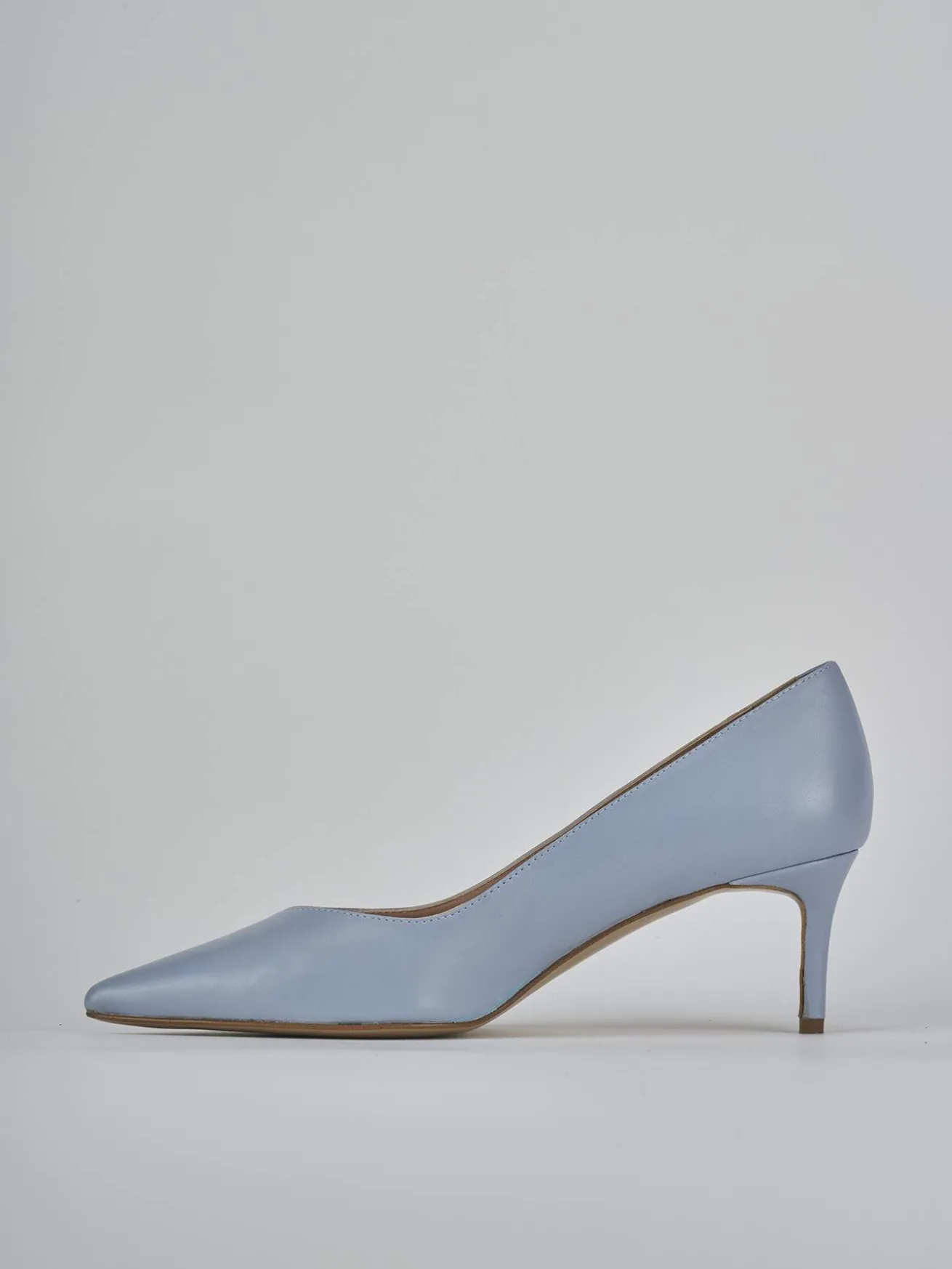 Décolleté tacco 5cm pelle azzurro