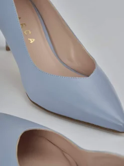 Décolleté tacco 5cm pelle azzurro