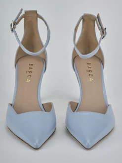 Décolleté tacco 8cm pelle azzurro