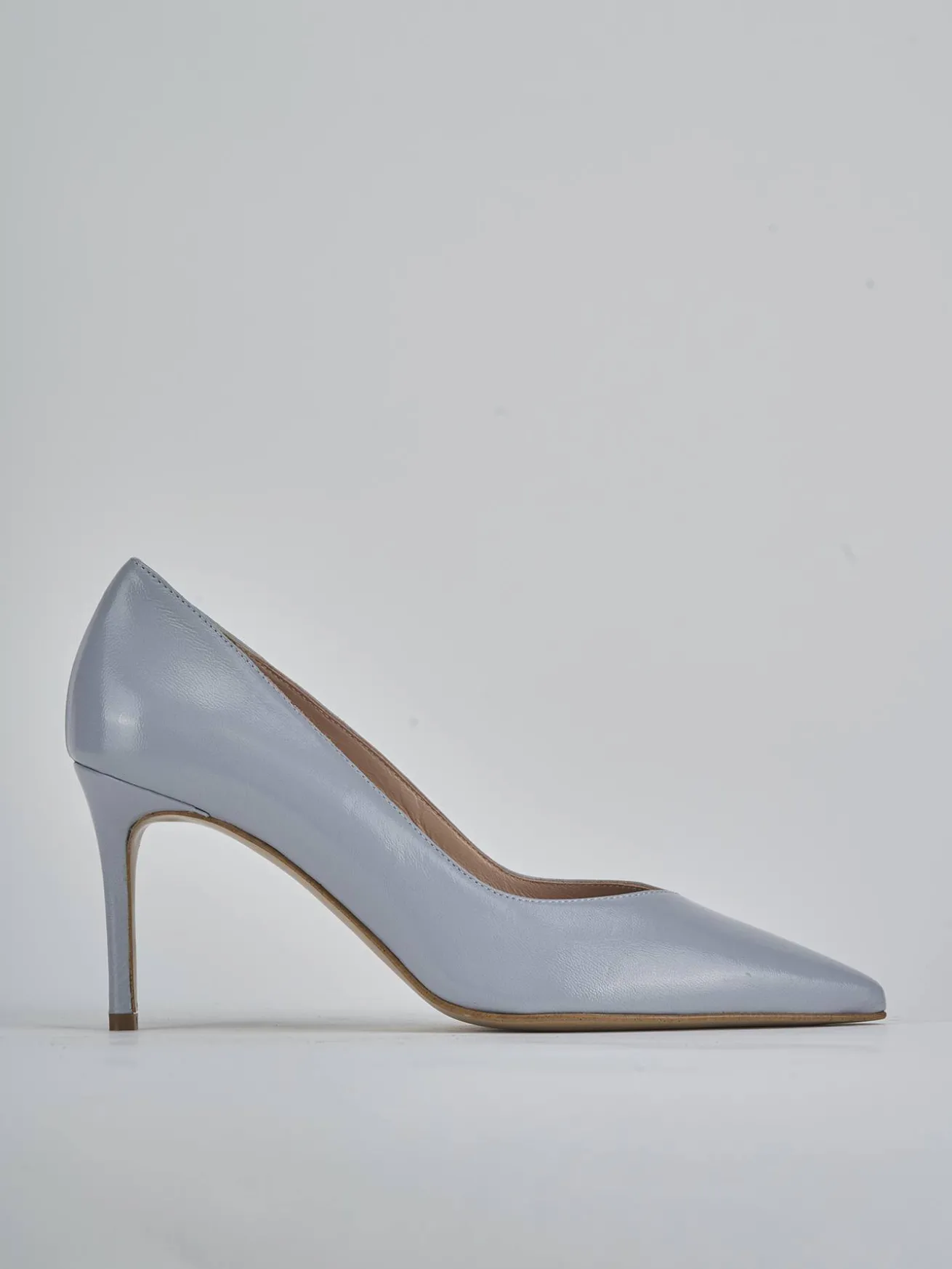 Décolleté tacco 7cm pelle azzurro