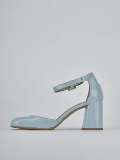 Décolleté tacco 7cm pelle azzurro
