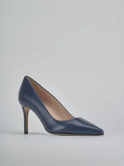 Décolleté tacco 7cm pelle blu